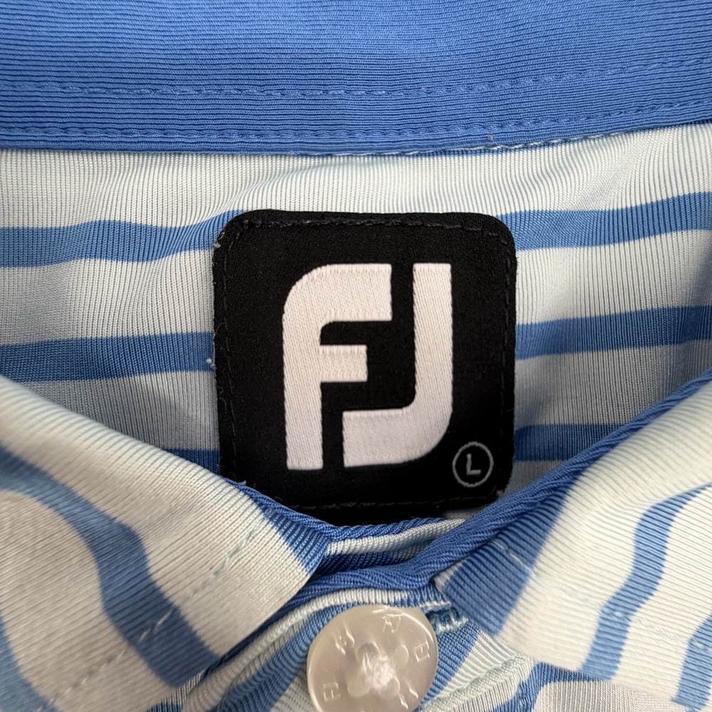 FootJoy Golf Polo Men's Large Blue White Stripe Stretch Performance‎ - Picture 4 of 7